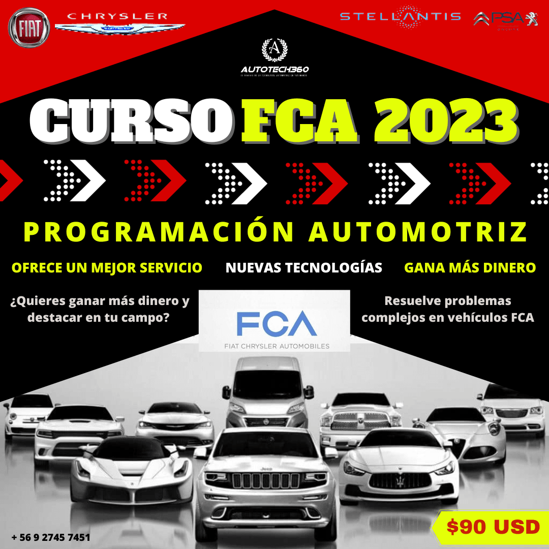 Curso de diagnostico y programacion Chrysler, FCA y Stellantis 2023